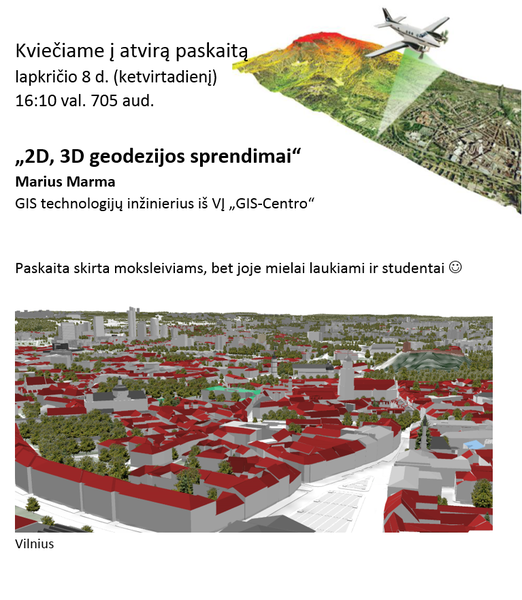 Atvira paskaita " 2D ir 3D geodezijos sprendimai" 